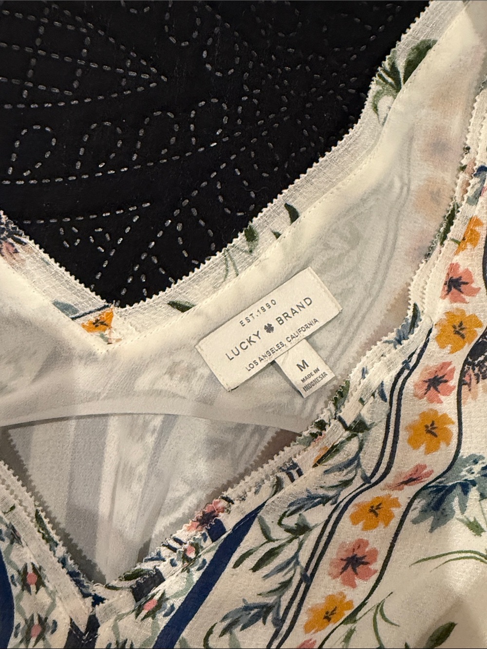 Lucky Brand Cream Maxi Dress with Pink Border & Multicolor Floral Print - Picture 2 of 4
